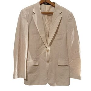 Hunt Rowe Cream Pinstripe Sport Coat 100% Cotton 42L Lined
